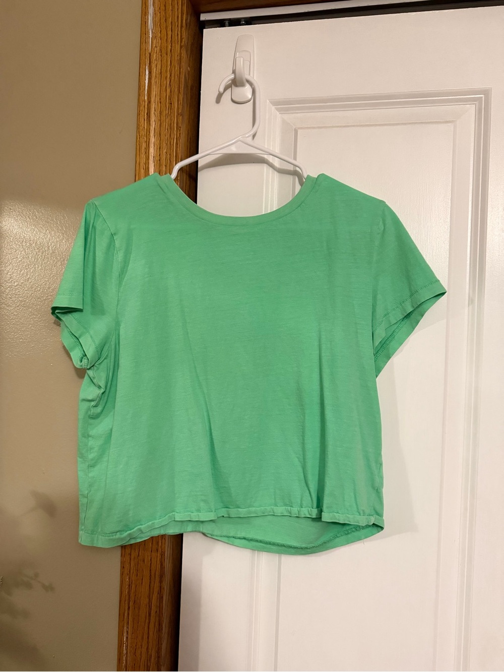 Women's Green Boxy Crop Tee